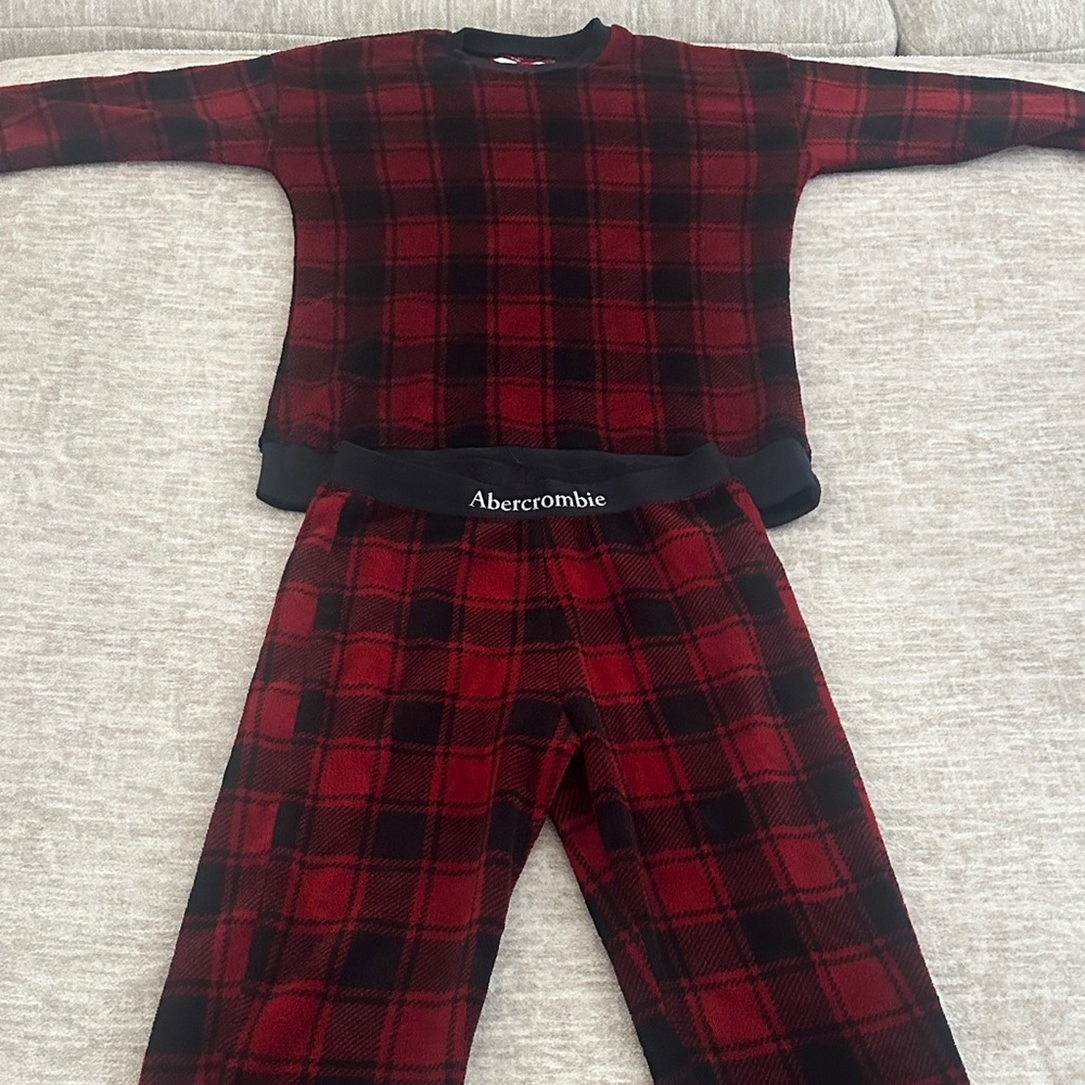 Abercrombie & Fitch Kids Black and Red Plaid Pajama Set